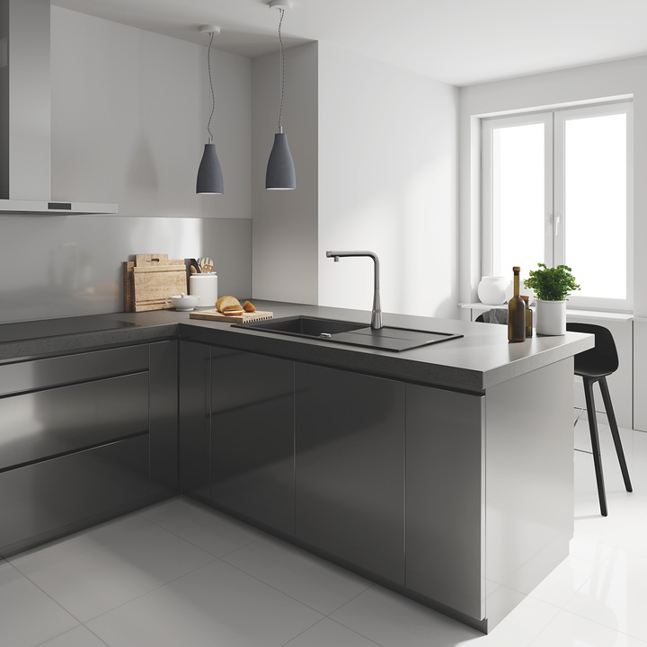 Actual product image Grohe K400 composite sink with draining board (Top-mounted sink, 50 cm, 100 cm)