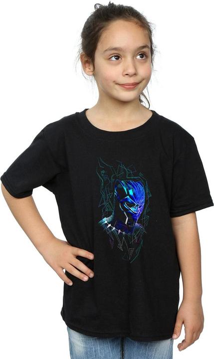 Produktbild Mädchen Black Panther Neon Maske Baumwoll TShirt (152, 158)