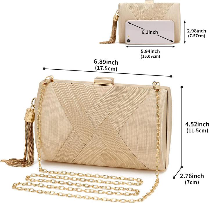 Produktbild Only-Bags.Store Clutch Abendtasche Fransen Elegante Kettentasche Clutch Bag