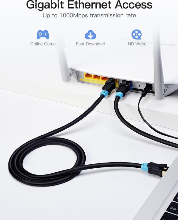 Actual product image Vention Cat.6 SFTP Patch Cable 1M Black (CAT6, 1 m)