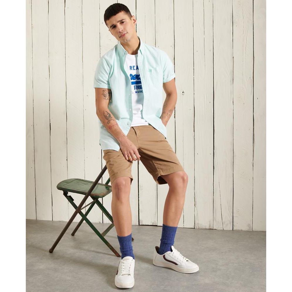 Superdry, Herren, Hemd, klassisches hemd oxford university en coton bio, Grün, (XL)