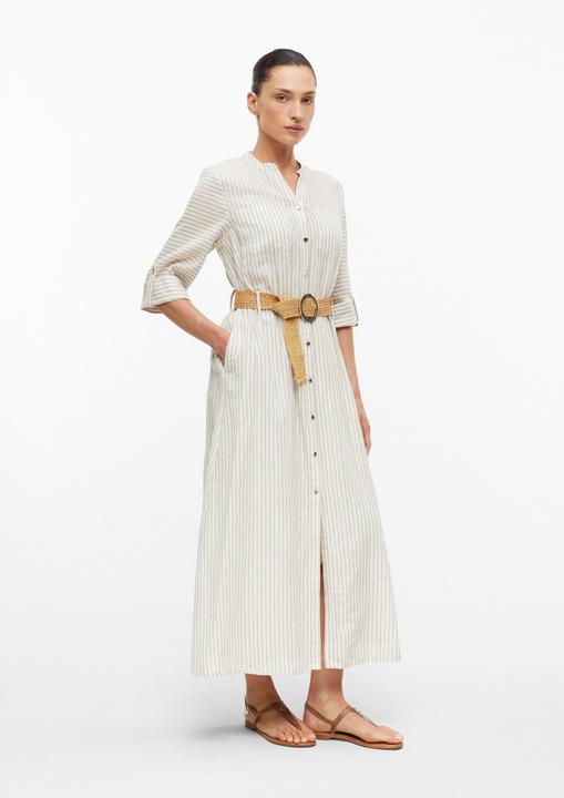 Produktbild s.Oliver Gestreiftes Midi-Leinenkleid mit Gürtel (42)