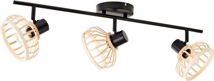 Actual product image Brilliant Norah spot bar 3 lights wood light/black (E14)
