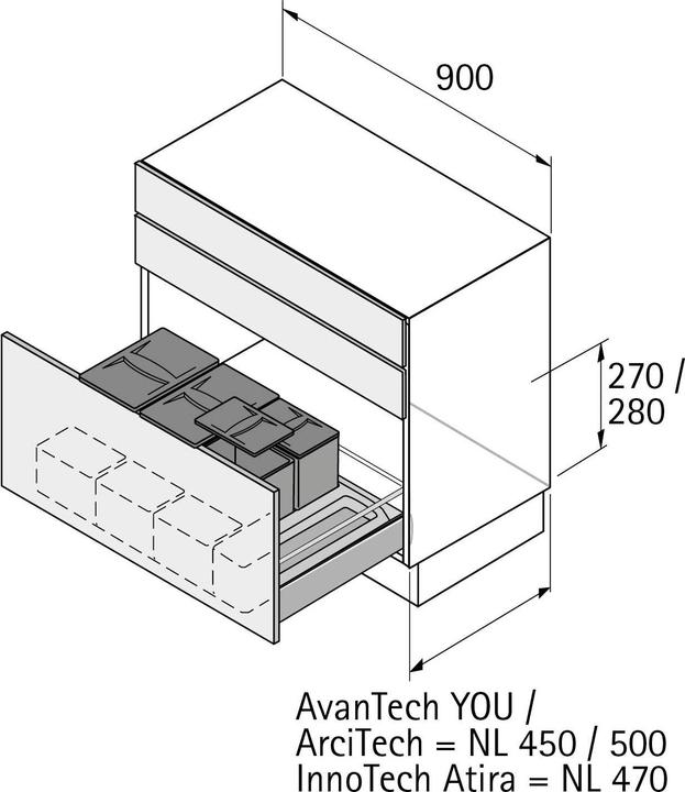 Produktbild Hettich Abfallsystem Bin.it Flex (35 l)