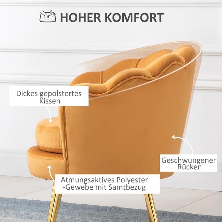 Image du produit Homcom Polstersessel Polyester, Gummiholz Gelb