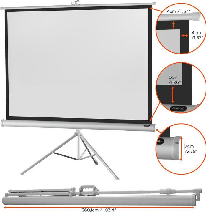 Produktbild Celexon Economy tripod screen - Projektionsbildschirm mit Stativ - 306 cm (120") (120.08", 4:3)