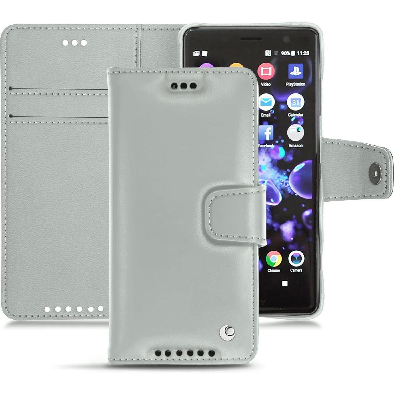 Noreve Lederschutzhülle Wallet (Sony Xperia XZ2 Compact), Smartphone Hülle, Grau