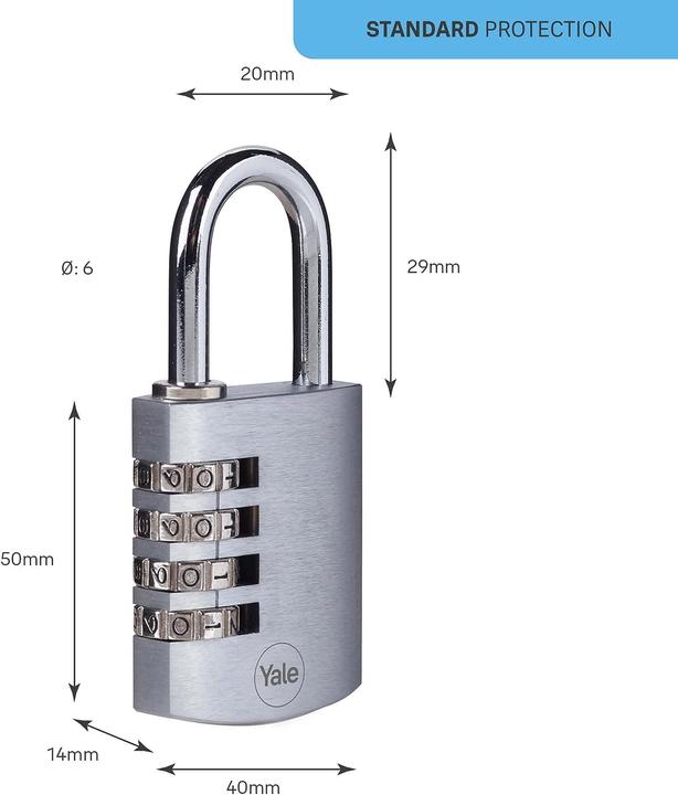 Produktbild Yale Y151B/40/130/1 Vorhängeschloss 40 mm Silber Zahlenschloss