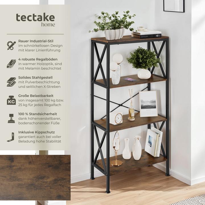 Produktbild tectake Regal Barry 61,5x31,5x133,5cm (61.50 x 61.50 x 133.50 cm)