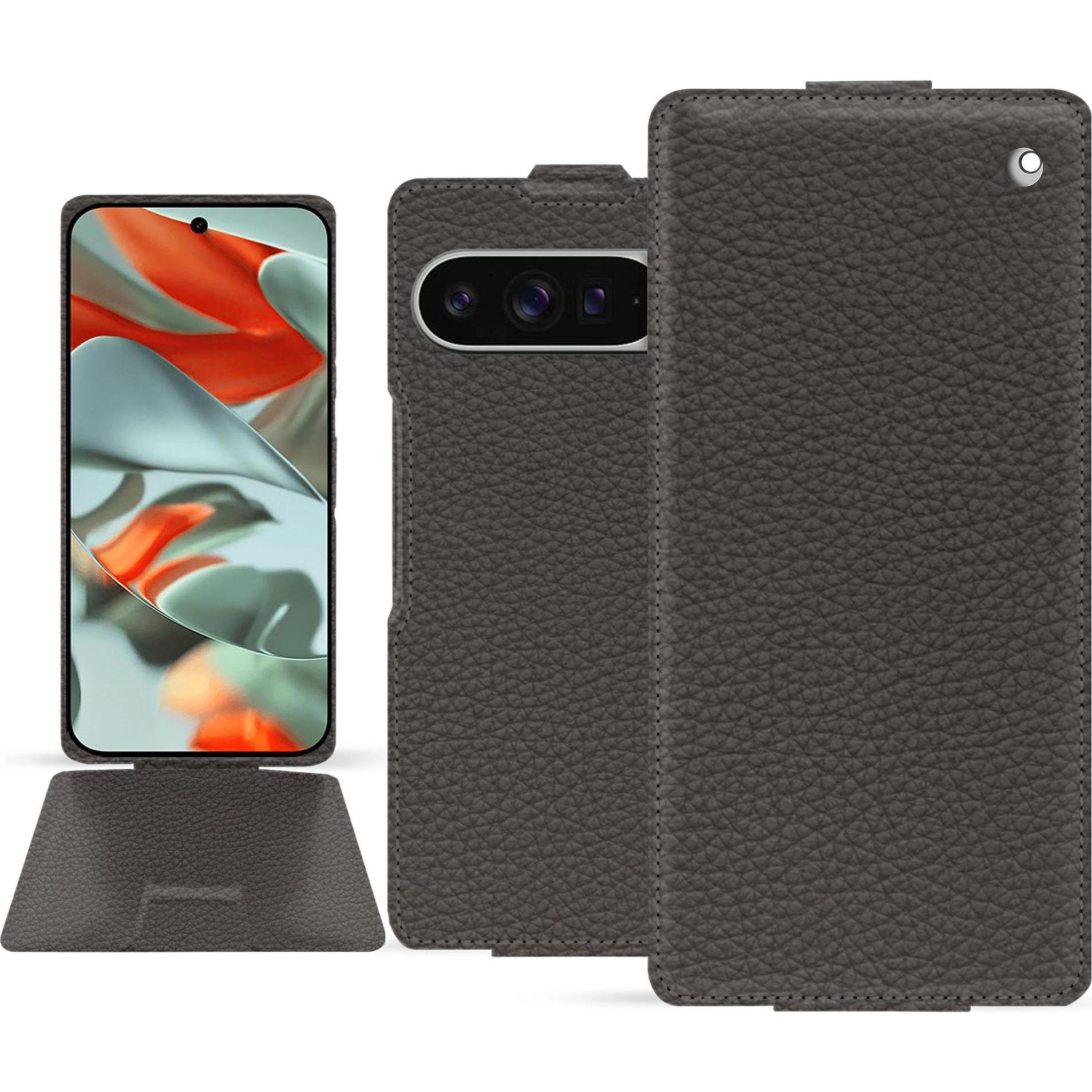 Noreve Lederschutzhülle vertikal (Google Pixel 9 Pro XL), Smartphone Hülle, Grau