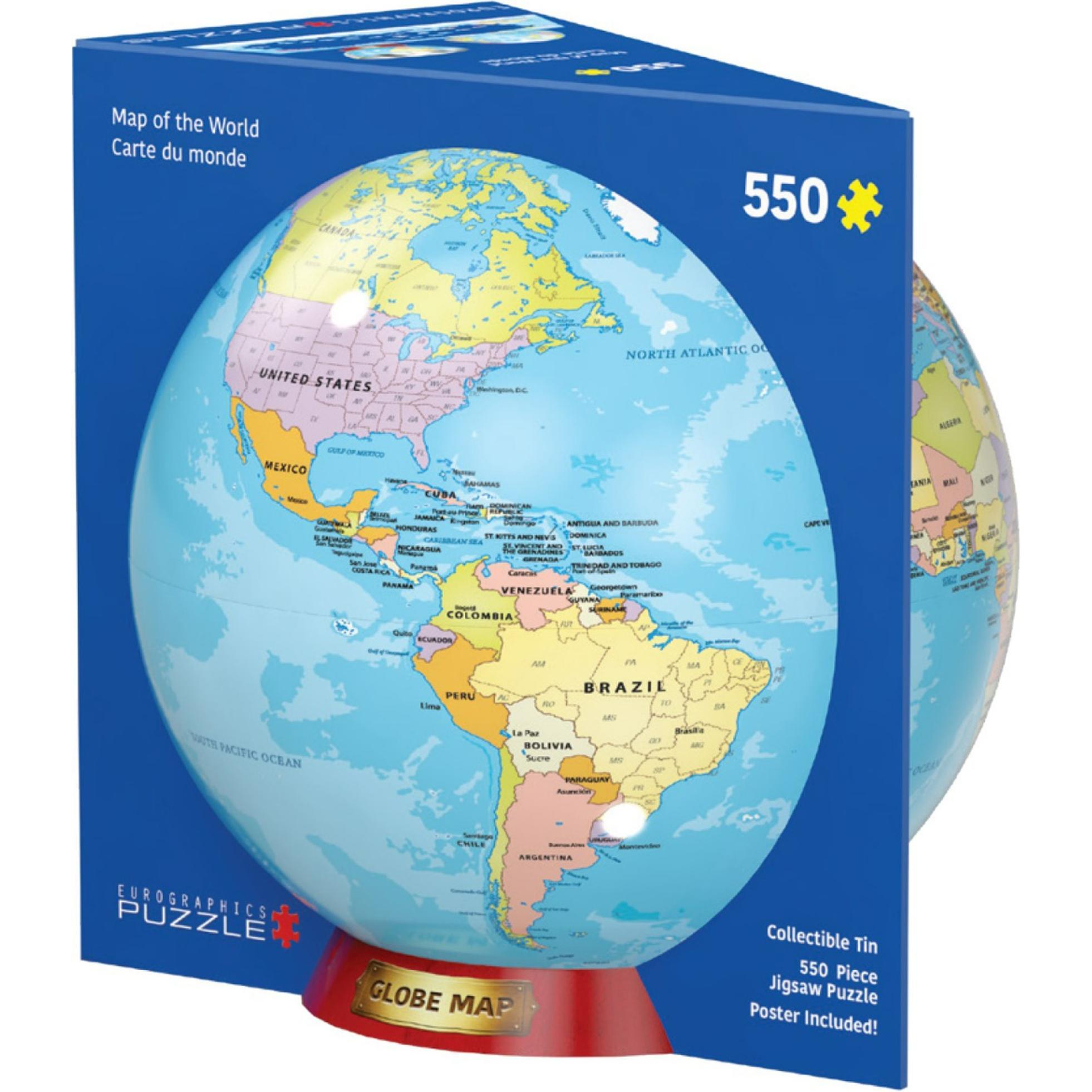 Eurographics Weltkarte Puzzledose - 550 Teile in Blechdose (550 Teile)