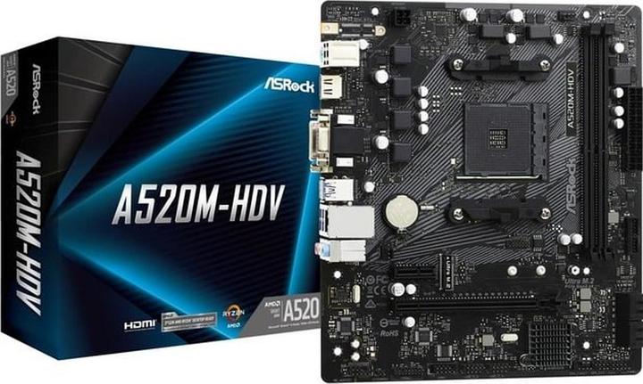 Actual product image AsRock A520M-HDV (AM4, AMD A520, mATX)