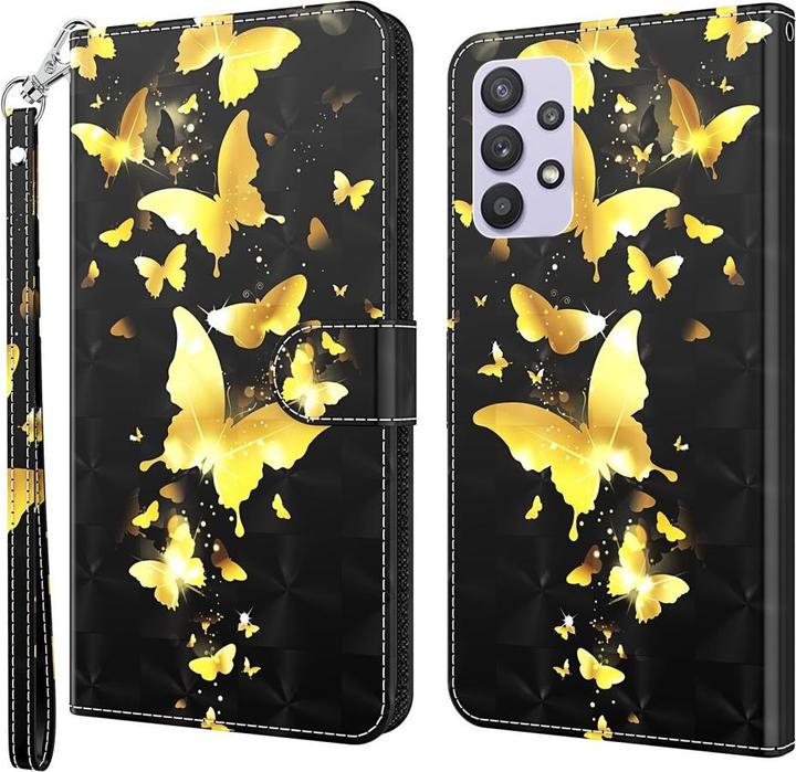 Produktbild Cover-Discount Galaxy A32 5G - Etui Glitzer Effekt Schmetterling gold (Samsung Galaxy A32 5G)