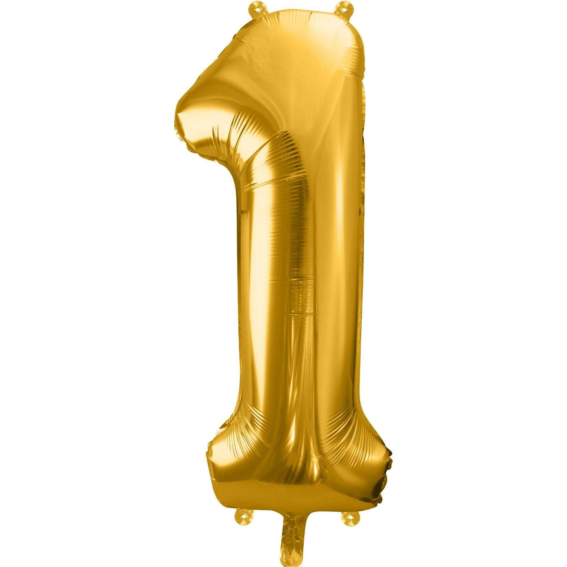 Partydeco Alu-Ball Ziffer "1" Gold