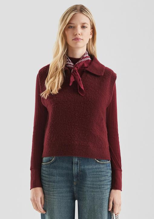 Produktbild s.Oliver Strickpullover Flauschiger Pullunder mit Polokragen (XL)