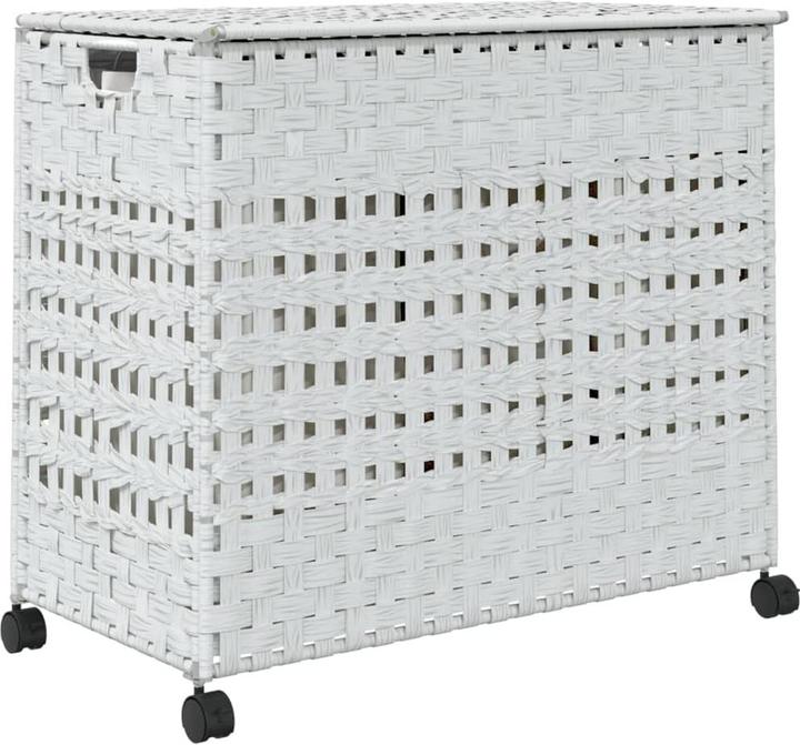 Produktbild VidaXL Wäschekorb mit Rollen Weiss 66x35x60 cm Rattan,Farbe