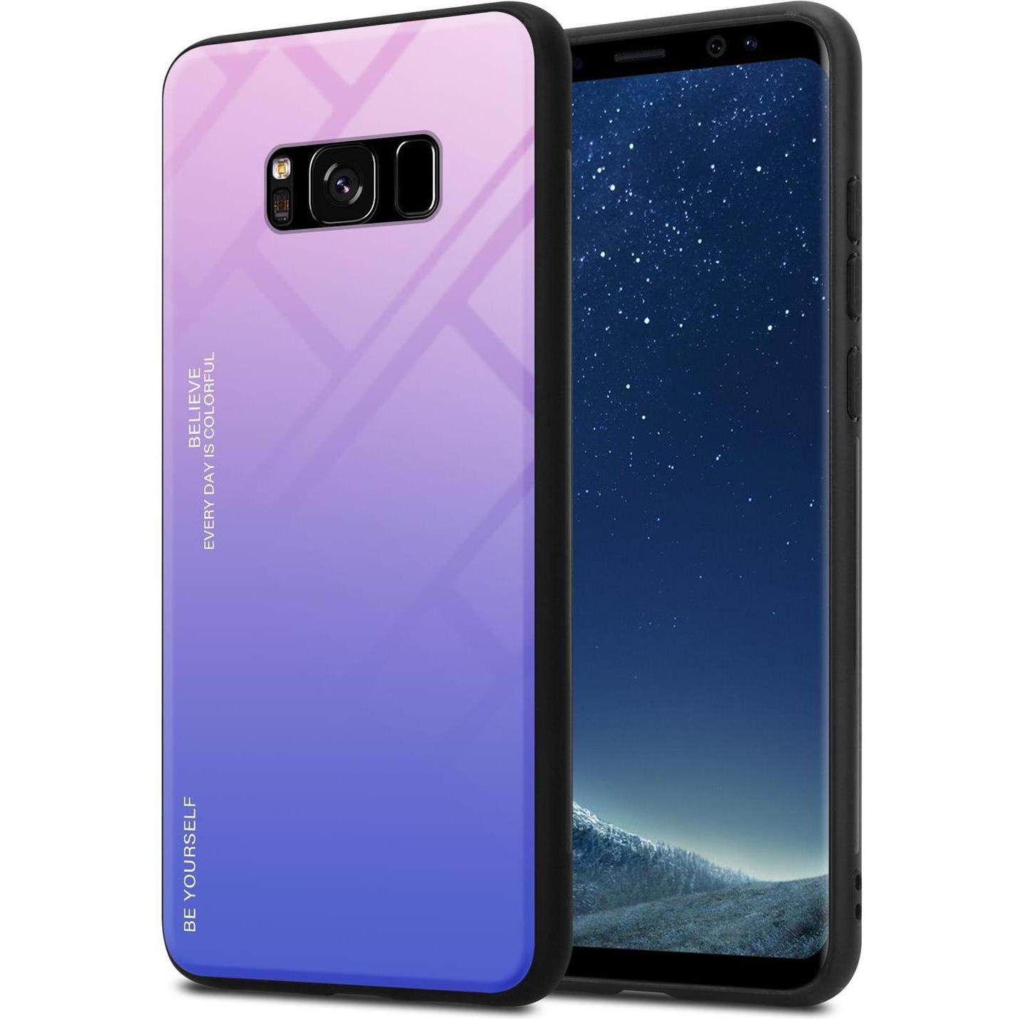 Cadorabo TPU 2 Farben Glas Cover (Samsung Galaxy S8+), Smartphone Hülle, Schwarz