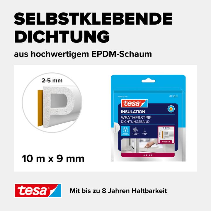 Actual product image tesa tesamoll CLASSIC P-profile window seal, rubber seal for insulation