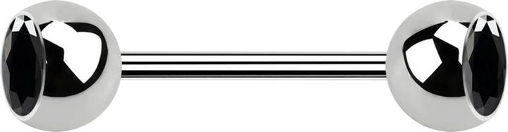 Image du produit Star Piercing Micro Barbell argent avec deux boules et cristal noir (sans laiton, Acier chirurgical 316L)