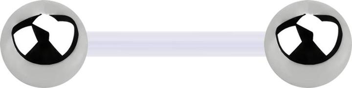 Actual product image Star Piercing Steriler Barbell transparent mit zwei Kugeln silber (Plastic, without brass, Titanium)