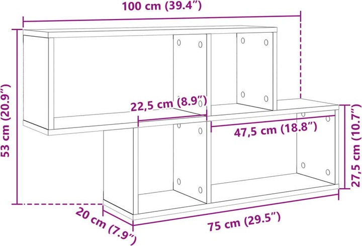Produktbild VidaXL Wandregal (100 x 20 x 53 cm)