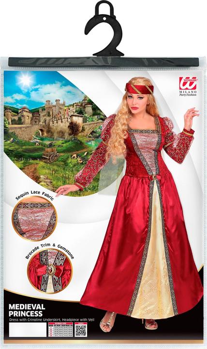 Image du produit Widmann PRINCESSE MÉDIÉVALE (robe avec jupon & crinoline, coiffe avec voile), XL (XL)