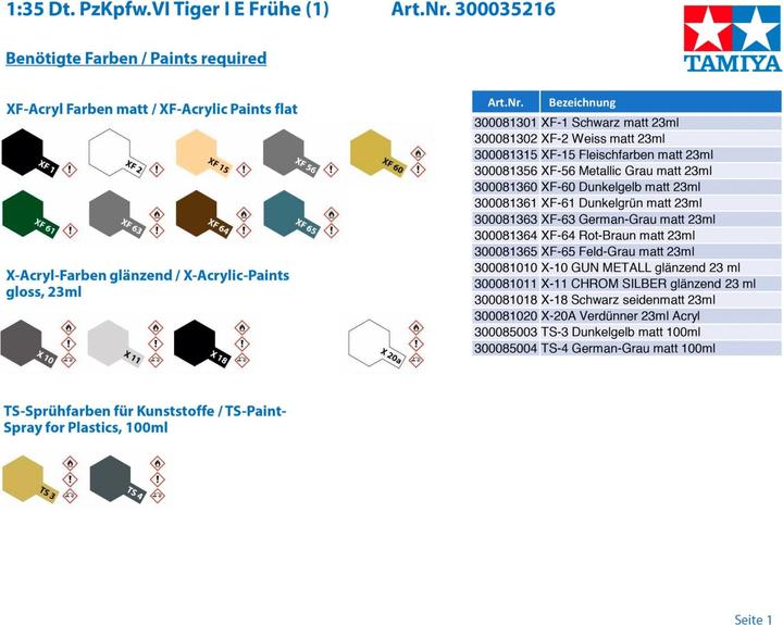 Actual product image Tamiya Dt. Tiger I Early