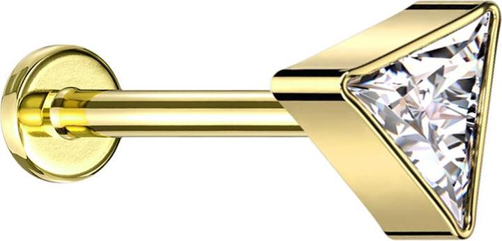 Immagine prodotto Star Piercing Labret Micro Threadless triangolo placcato oro argento cristallo placcato oro (senza ottone, Titanio)