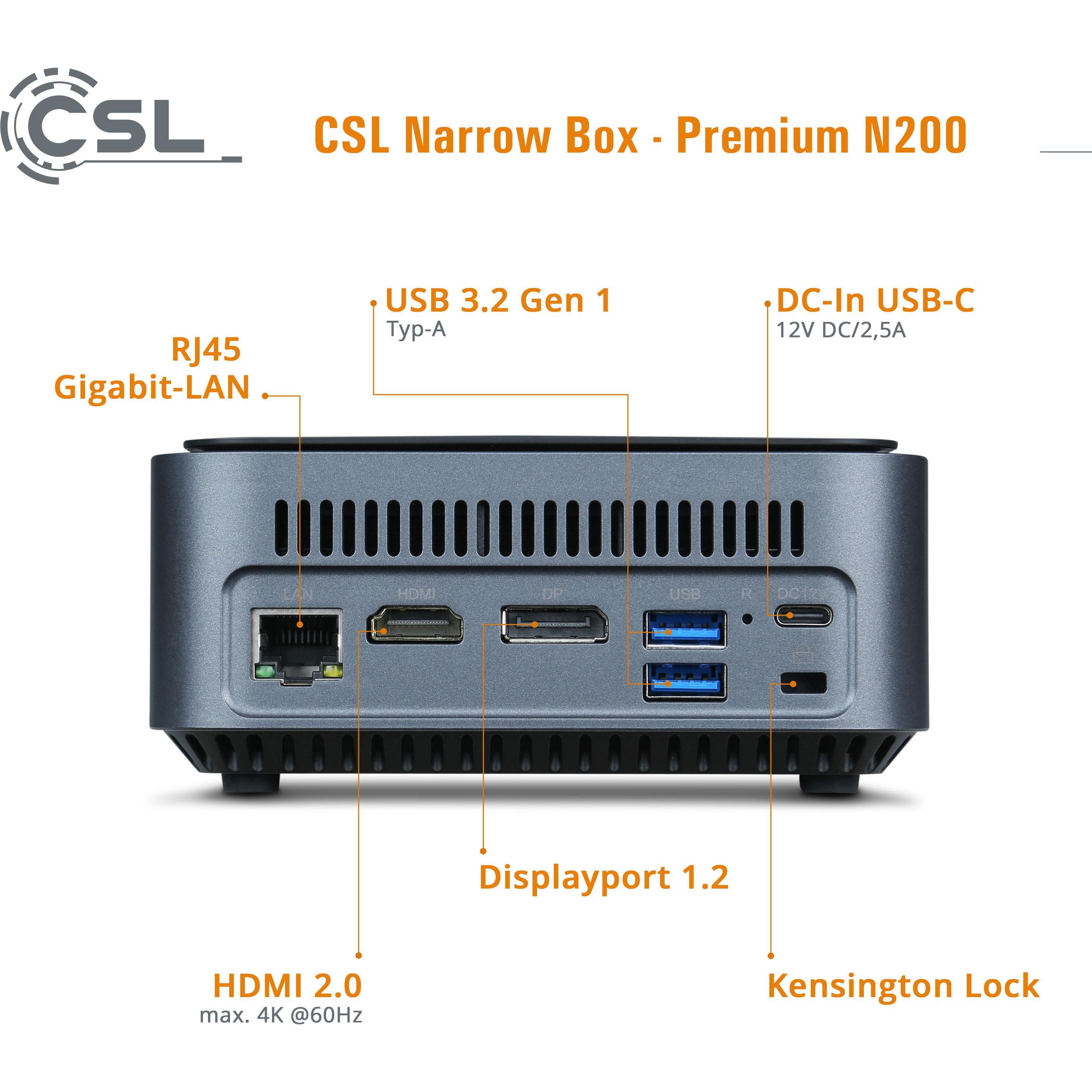 Thumbnail - CSL Mini-PC Narrow Box Premium (Intel N200, 16 GB, 4000 GB, Intel UHD Graphics), PC, Schwarz
