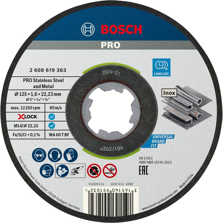 Produktbild Bosch Professional Zubehör PRO Stainless Steel and Metal X-Lock Trennscheibe, 125 x 1.6 x 22,23 mm