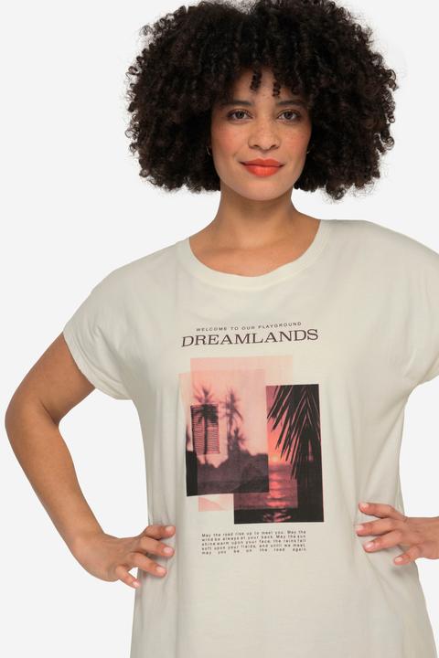 Actual product image Angel of Style Dropped Shoulder Crew Neck T-Shirt with Large Print (44)