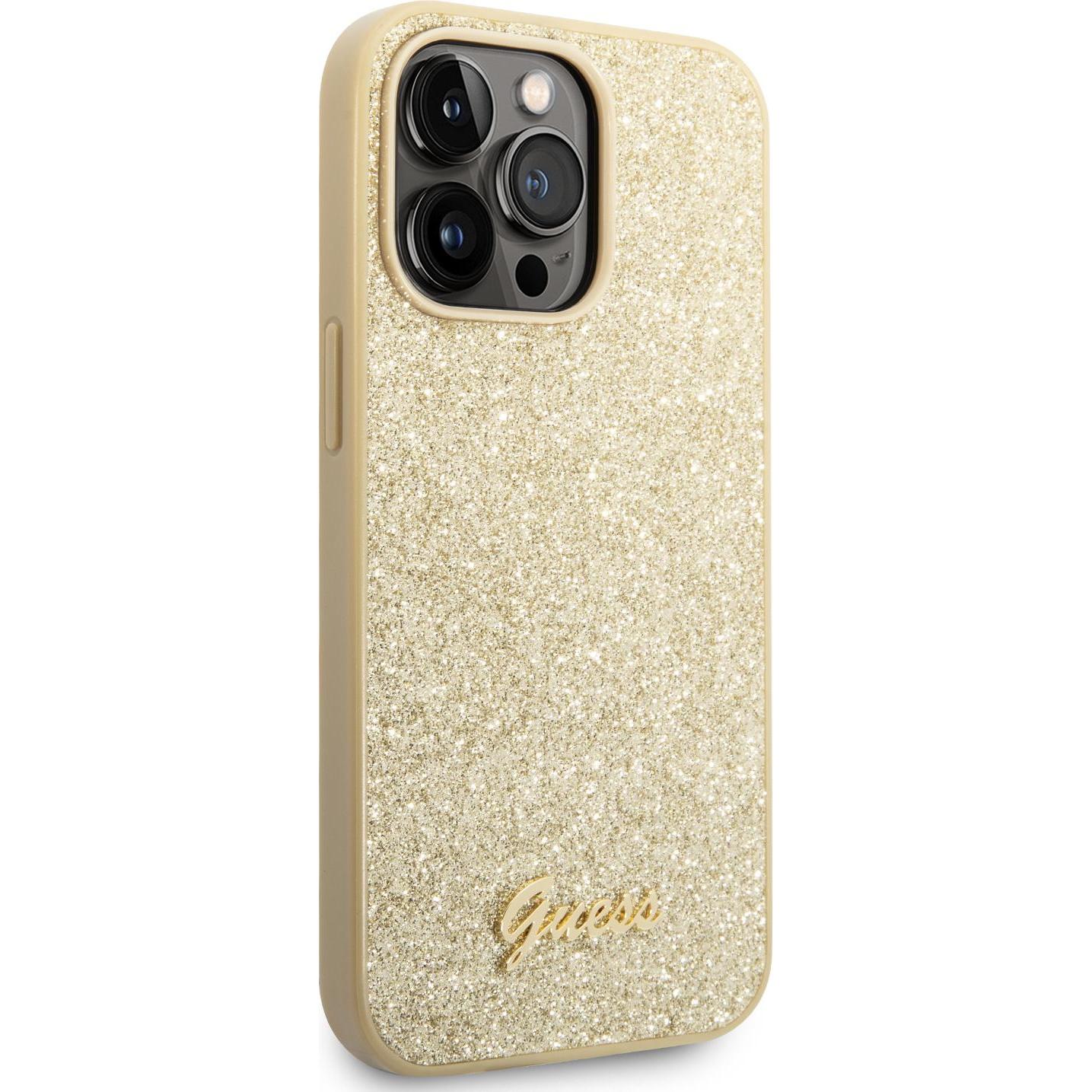 Thumbnail - Guess GUHCP14XHGGSHD iPhone 14 Pro Max 6,7" złoty/gold hard case Glitter Script (Apple iPhone 14 Pro Max), Smartphone Hü...