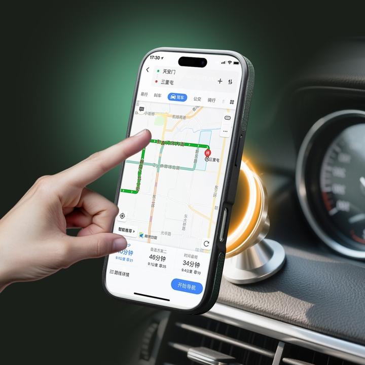 Produktbild QiAlino Hülle Flip Luxury 2-in-1 MagSafe Geldbörse echtes Leder (Apple iPhone 17 Pro)