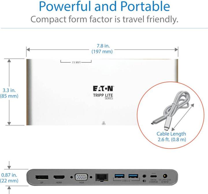 Actual product image Eaton USB-C Dock Triple Display - 4K HDMI/DisplayPort VGA USB 3.2 Gen 1 USB-A/USB-C Hub Gb (USB-C)
