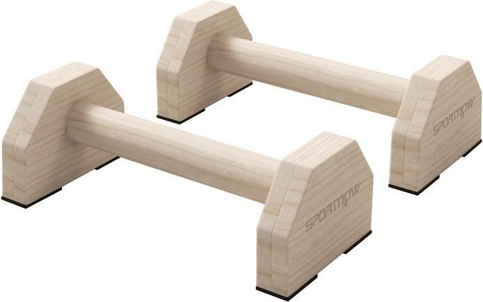 Swisshandel24 Push up bars in a set of 2, robust & non-slip, up to 120 kg, beech wood, 30x13x10cm, nature