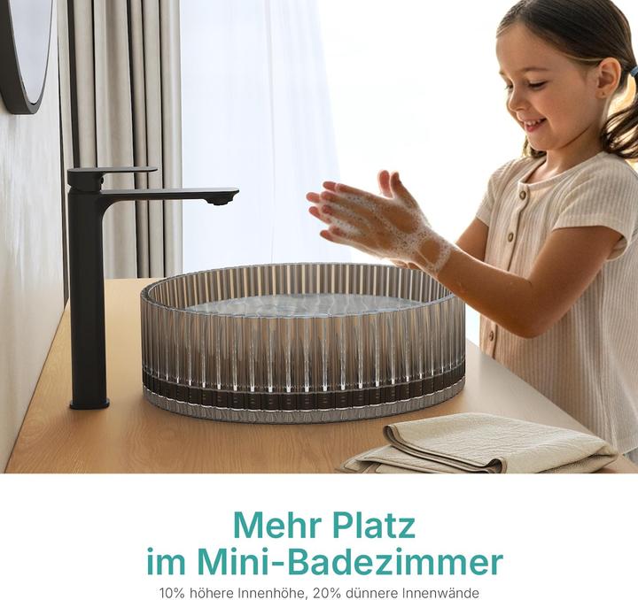 Produktbild Emke Aufsatzwaschtisch Ø40 cm Design-Waschbecken gehärtetes Bleikristallglas Schwarz galvanisch (400 mm)