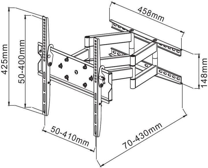 Image du produit Techly Support mural Full Motion (Mur, 70 kg, 23" - 55")