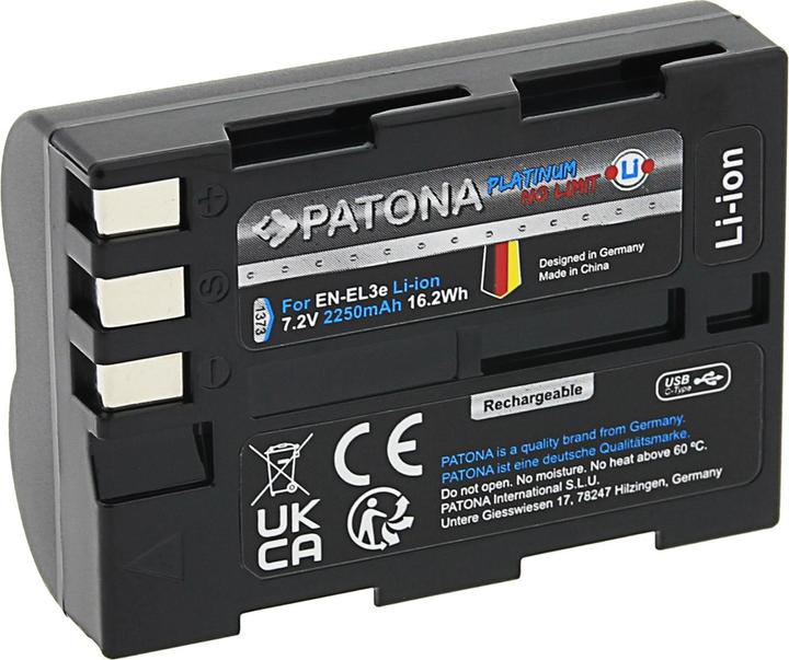 Image du produit Patona Platinum Accumulateur Nikon EN-EL3E USB-C (Batterie de l'appareil photo)