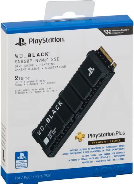 Actual product image WD Black SN850P with Heatsink for PS5 (2000 GB, M.2 2280)