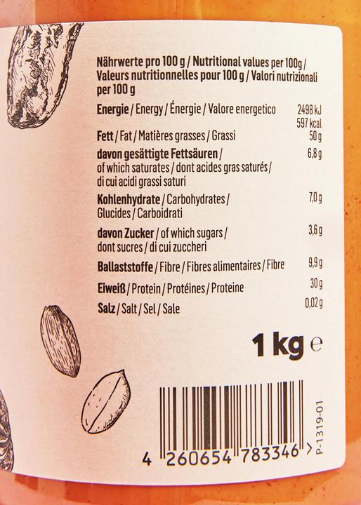 Nährwerte und Zutaten KoRo Erdnussmus (1000 g)