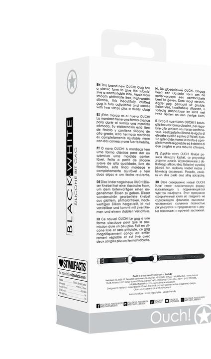 Actual product image Ouch! Silicone Bit Gag - With Adjustable Bonded Leather Straps