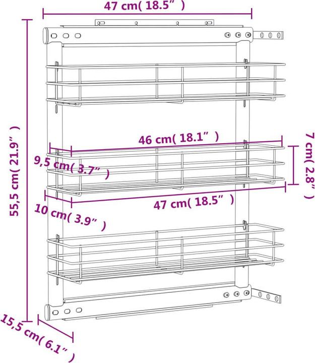 Actual product image vidaXL Küchen Drahtkorb (15.50 cm, 3x)