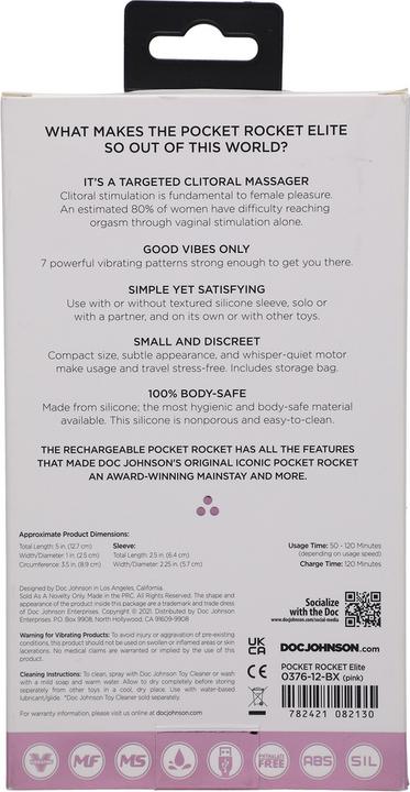 Immagine prodotto Doc Johnson Pocket Rocket® Elite - Ricaricabile con custodia rimovibile - Rosa