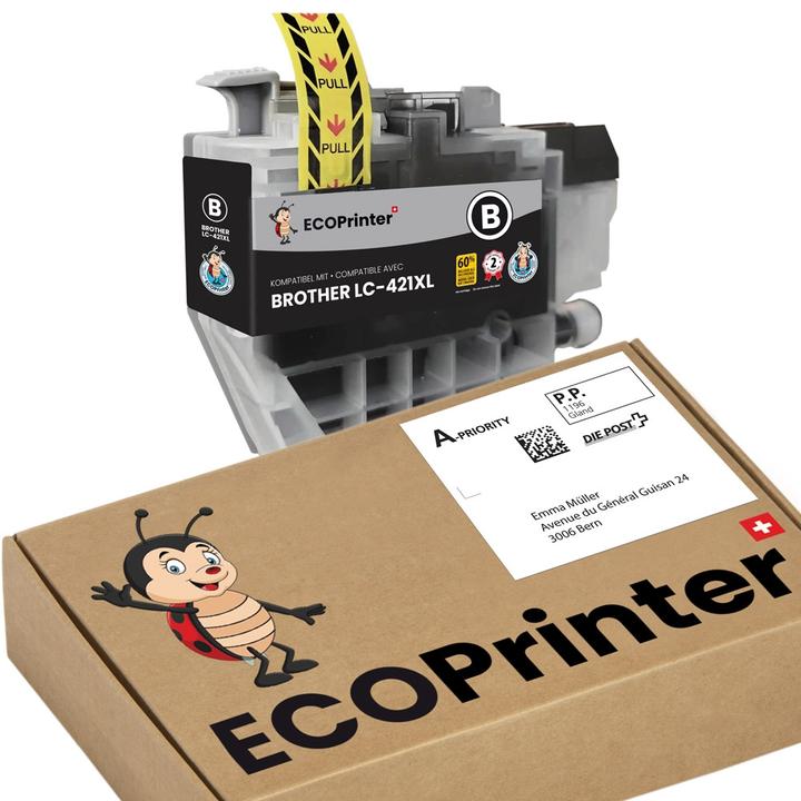 Produktbild ECOPrint ECOPrinter kompatible Tintenpatrone – Alternative zu Brother LC-421XLBK (BK)