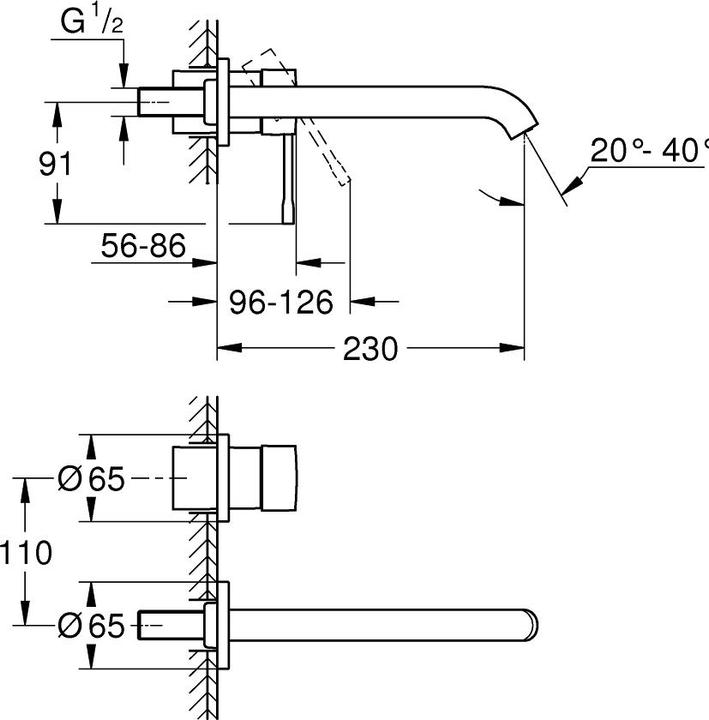 Immagine prodotto Grohe Miscelatore per lavabo a 2 fori ESSENCE 230 mm proiezione Cool Sunrise spazzolato