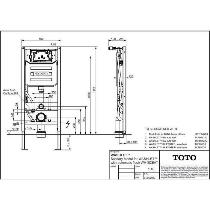 Thumbnail - TOTO, Spülkasten, Vorwandelement für WASHLET mit automatischer Spülung