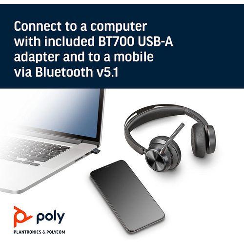 Productafbeelding Poly Hoofdtelefoon Voyager Focus 2 MS - USB-A zonder oplaadstation (Draadloze, Bedraad, USB-A)