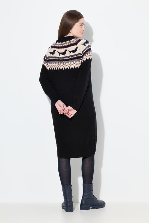 Produktbild Ulla Popken Norweger-Strickkleid, Hunde, Stehkragen, Langarm (62)