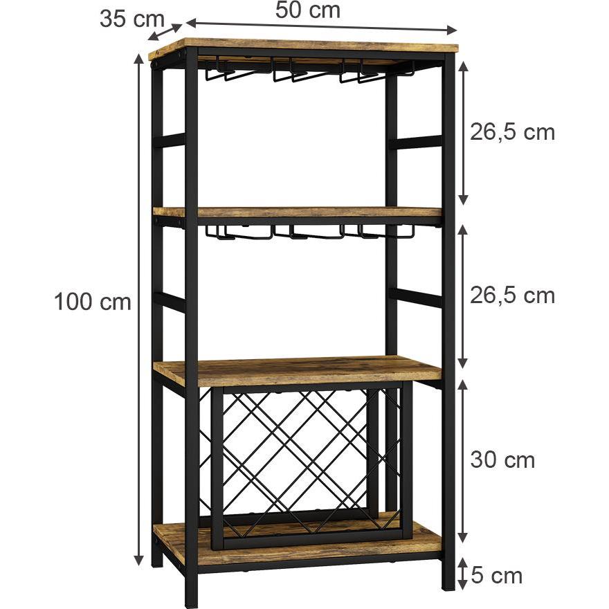 Thumbnail - Vichy, Weinregal, Weinregal Vela, Eiche rustikal, 50 x 100 cm mit Glashalter