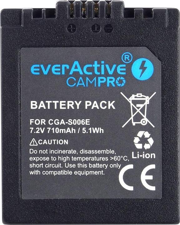 Actual product image Everactive Replacement Battery for Panasonic CGA-S006 710 mAh (EVB006) (Camera battery)